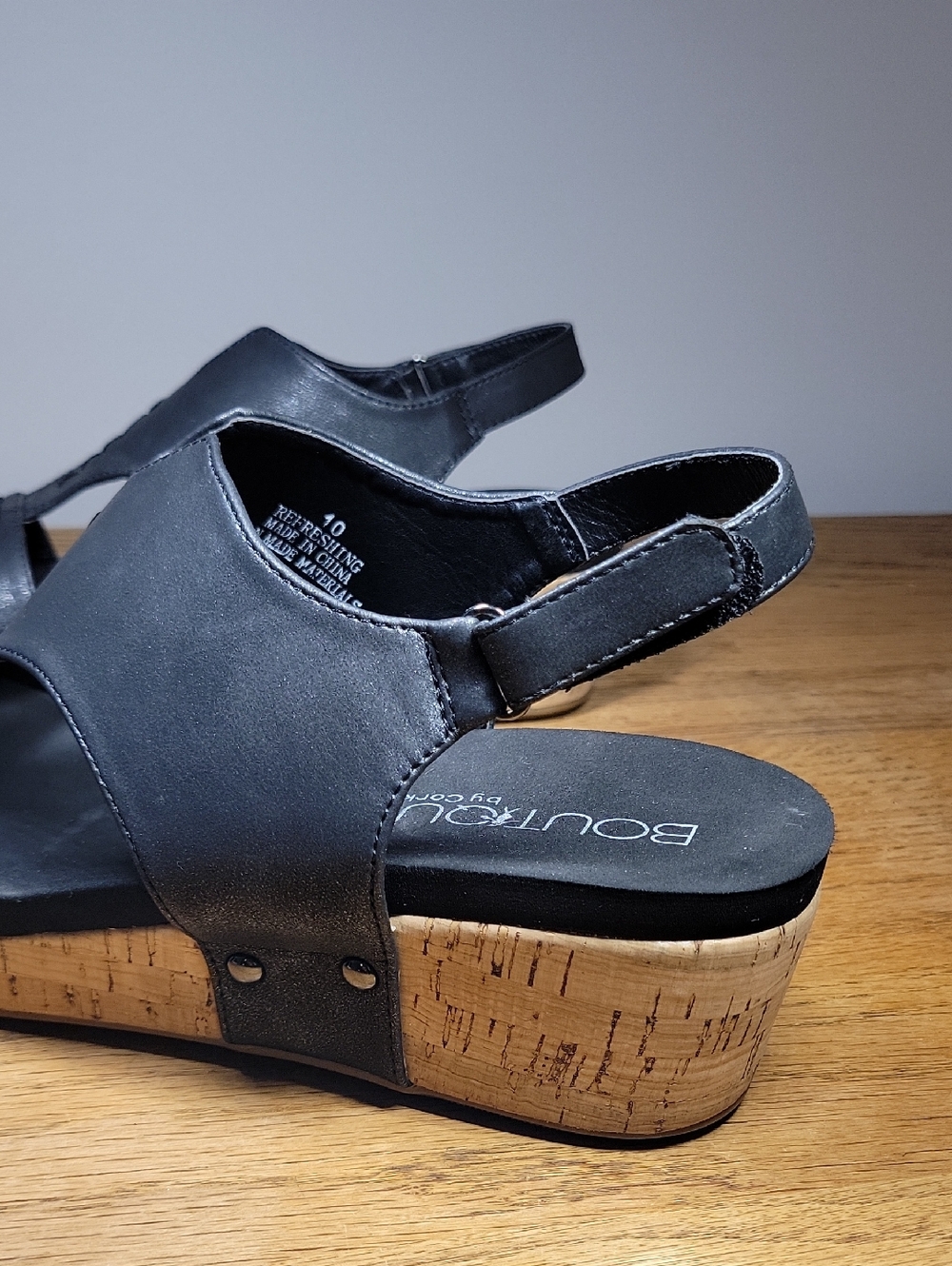 Boutique by Corky's Black Refreshing Studded Wedge Women's Sandals Size 10 - Picture 4 of 13